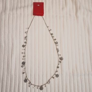Holiday Lane Silver-Tone Pavé & Imitation Pearl Snowflake 36" Strand Nec…